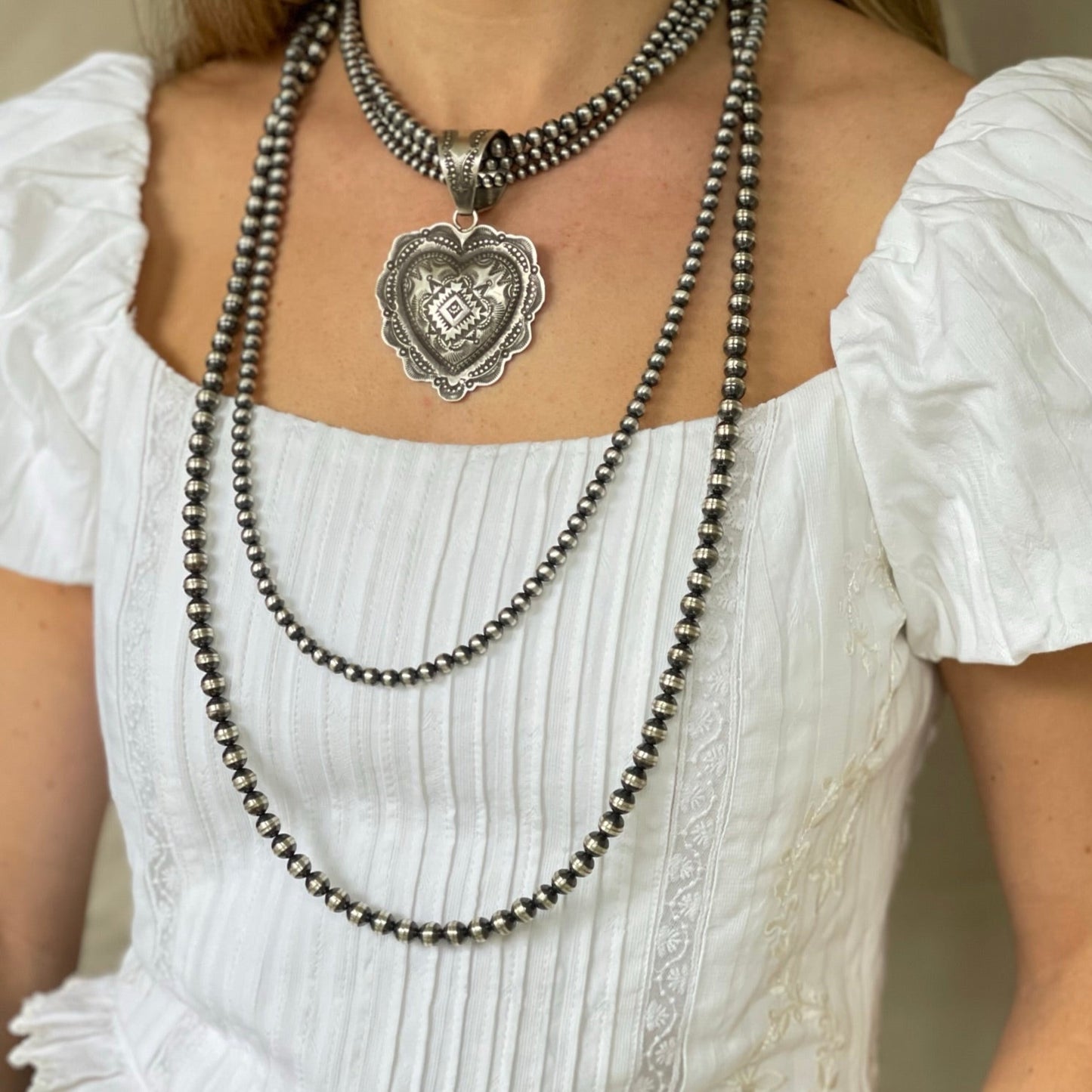 Navajo Pearl 16” Triple Strand Necklace