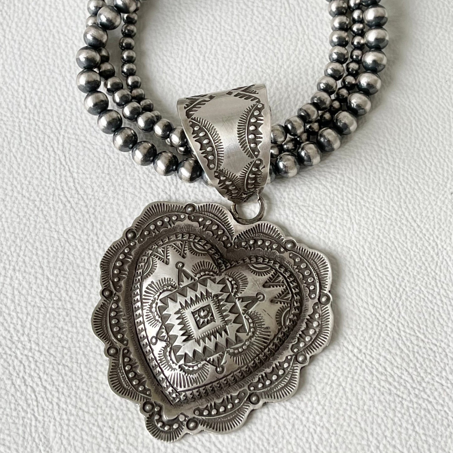 Stamped Silver Heart Pendant