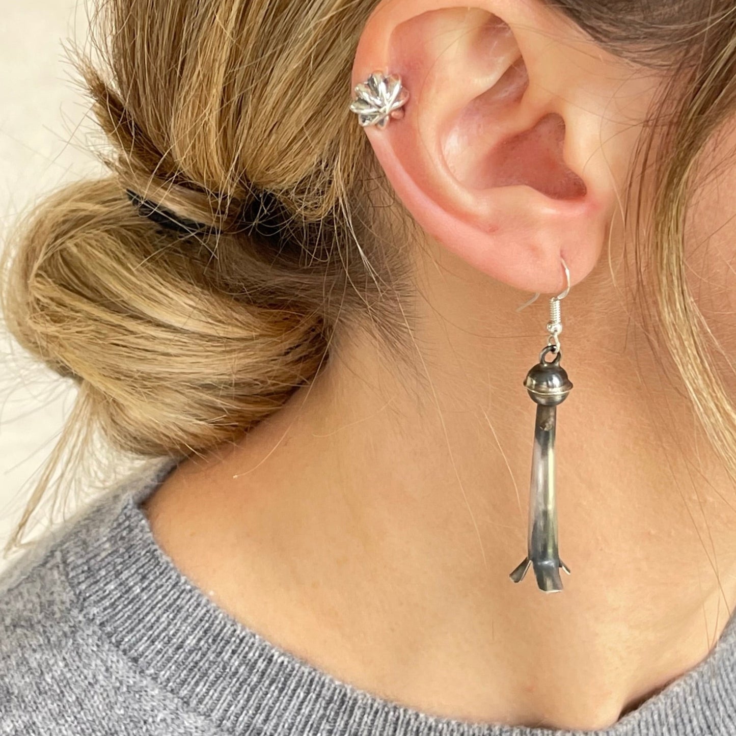 Silver Squash Blossom Earrings