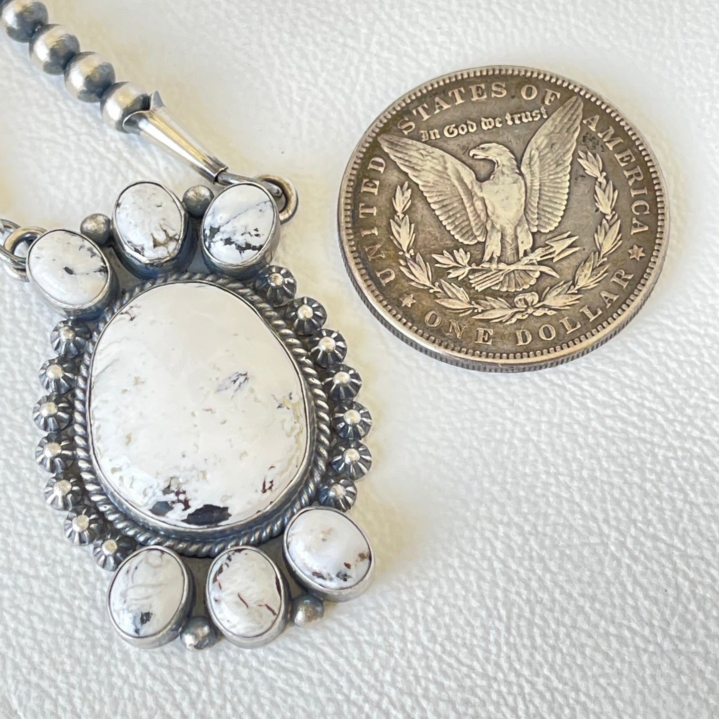 White Buffalo and Navajo Pearl Necklace