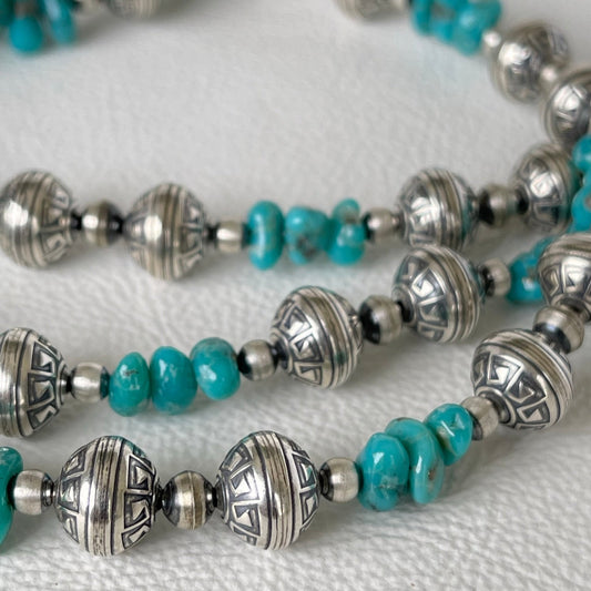 Navajo Pearl and Campitos Turquoise Necklace