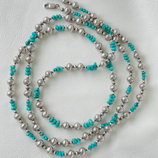 Navajo Pearl and Campitos Turquoise Necklace
