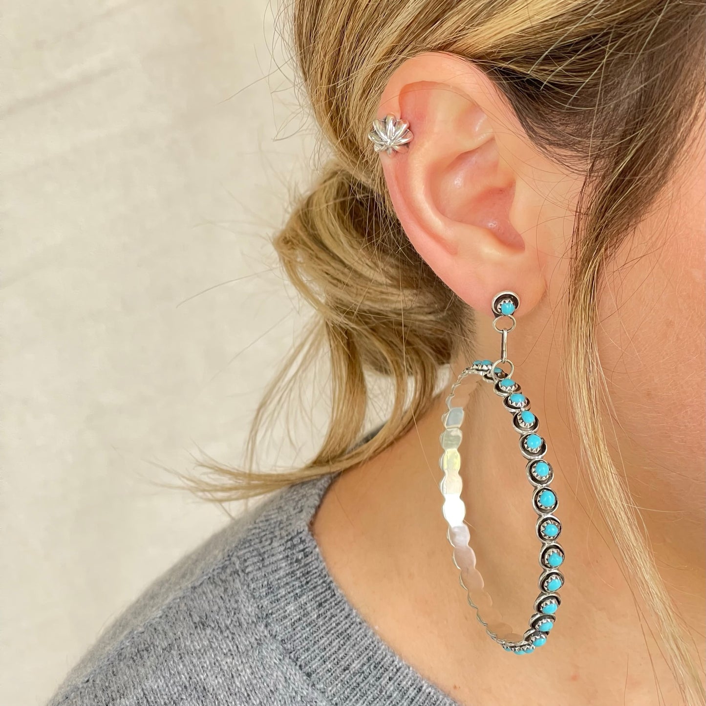 Kingman Turquoise Hoop Earrings
