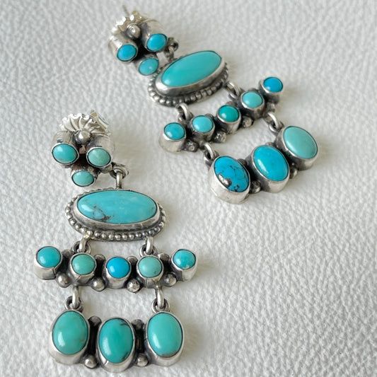 Shades of Blue Turquoise Chandelier Earrings