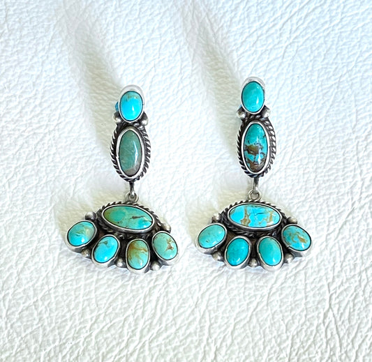 Vintage Mixed Turquoise Chandelier Earrings