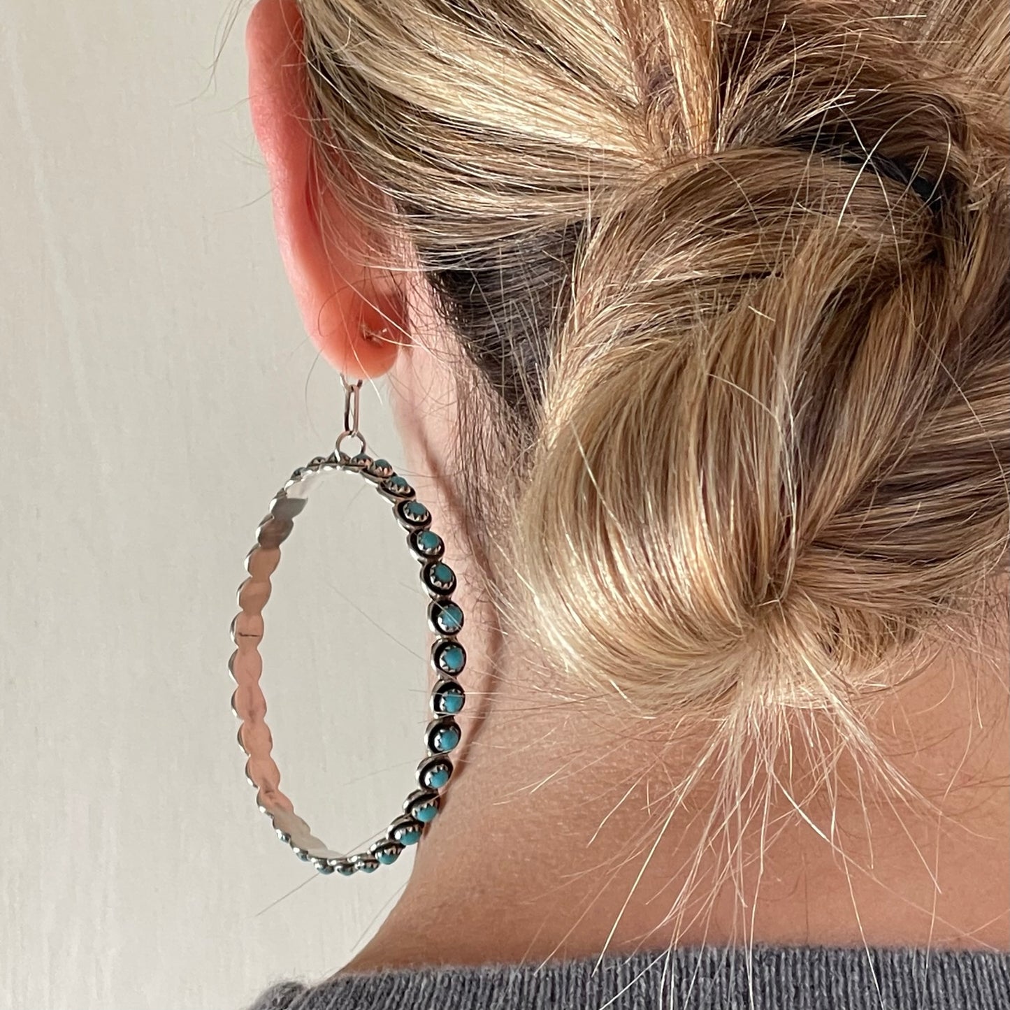 Kingman Turquoise Hoop Earrings
