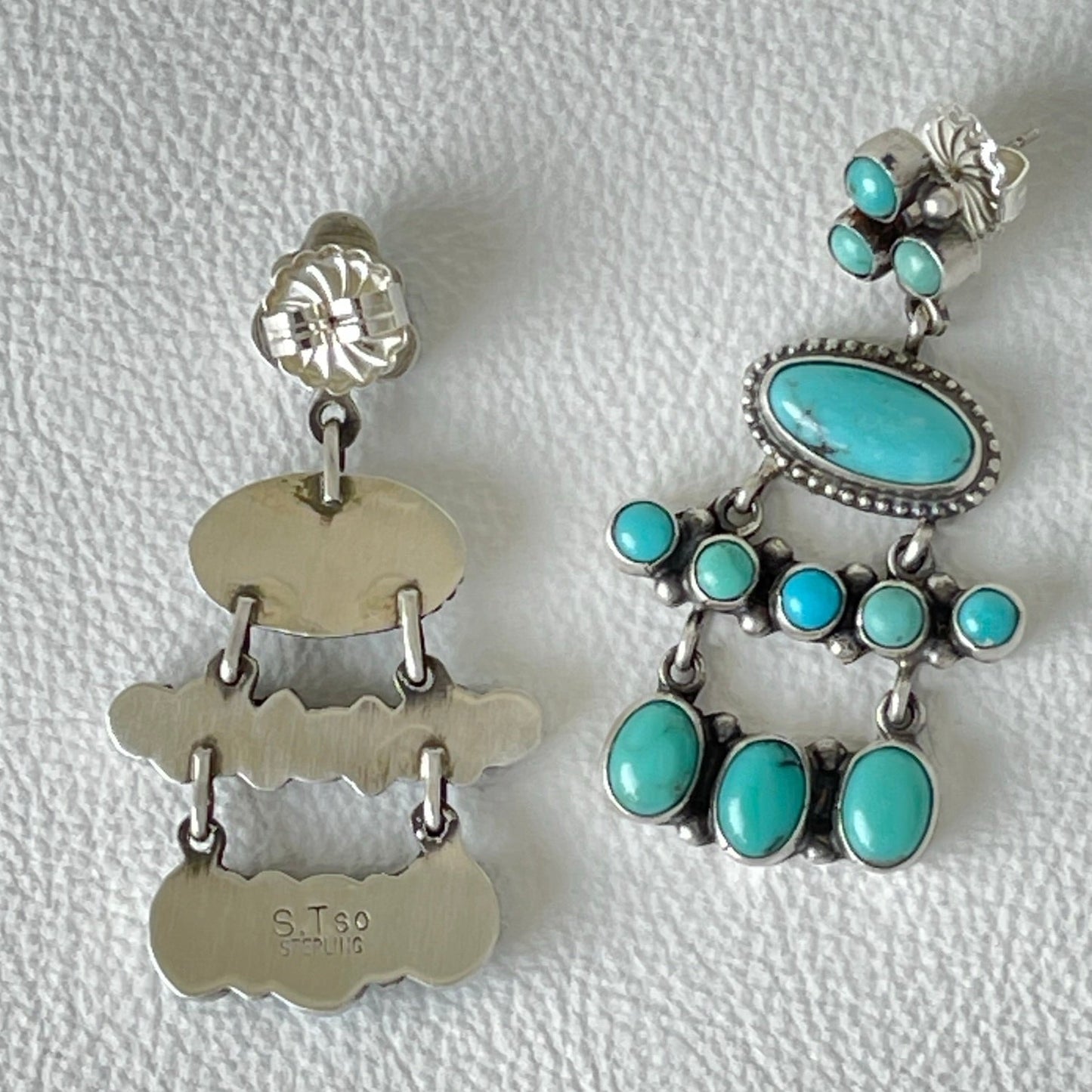 Shades of Blue Turquoise Chandelier Earrings