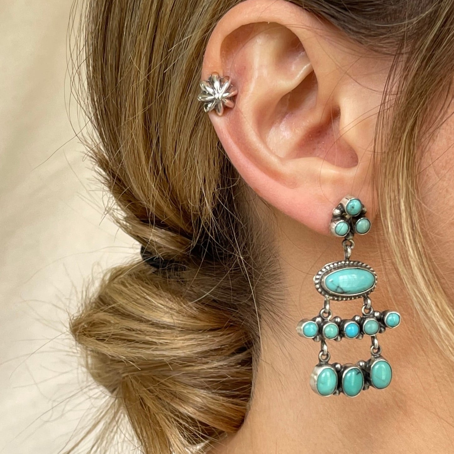 Shades of Blue Turquoise Chandelier Earrings
