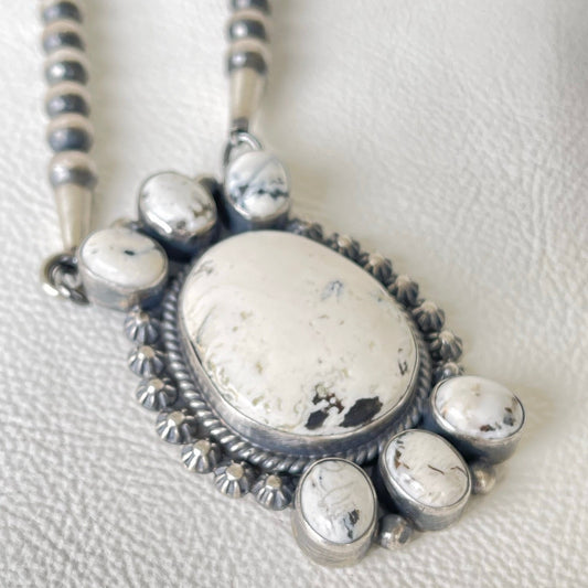 White Buffalo and Navajo Pearl Necklace
