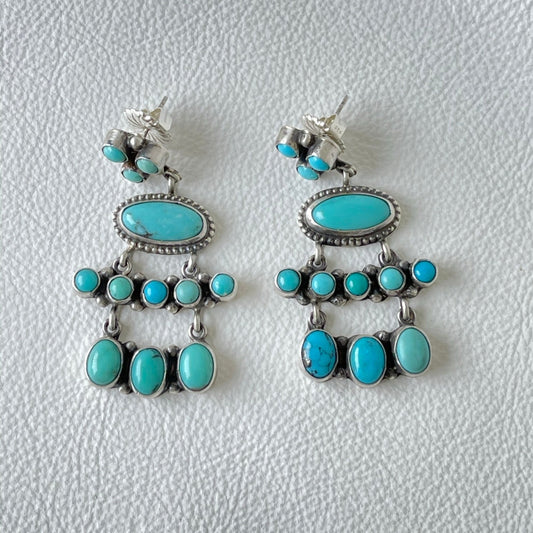 Shades of Blue Turquoise Chandelier Earrings