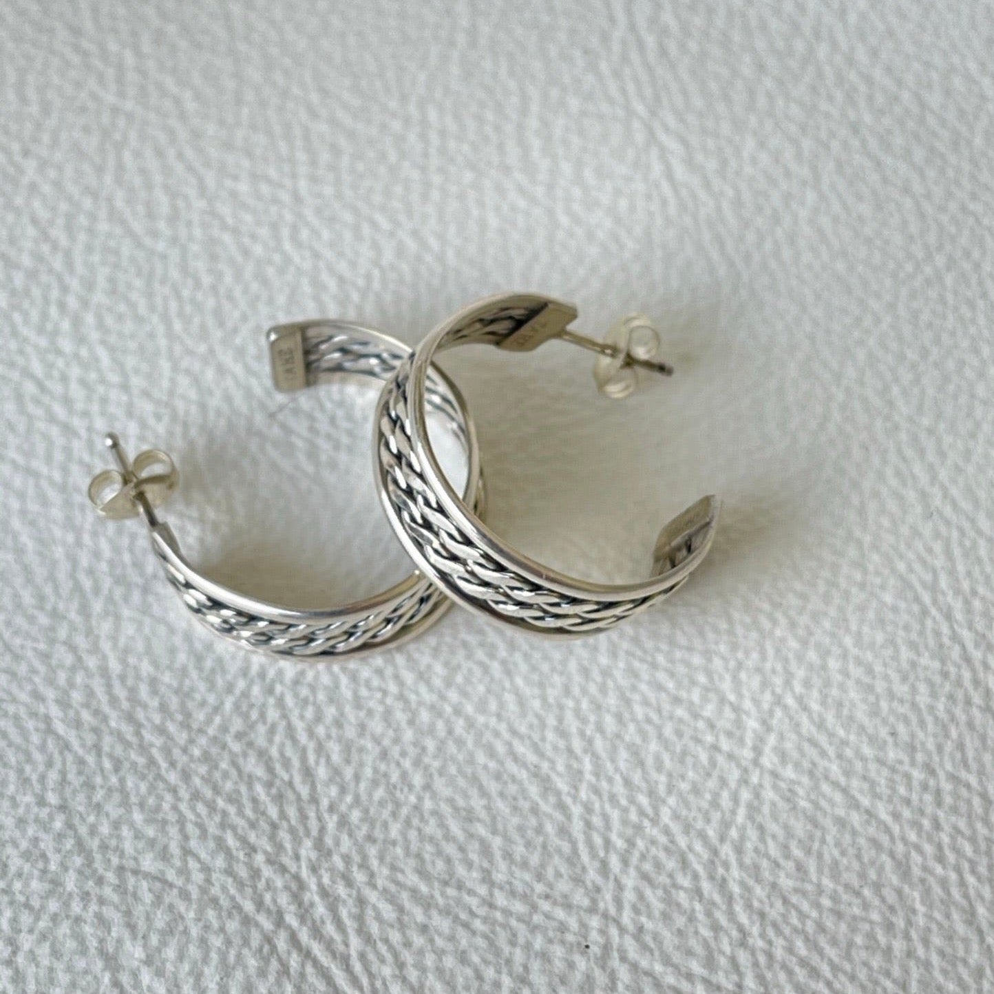 Silver Rope Cuff Earrings