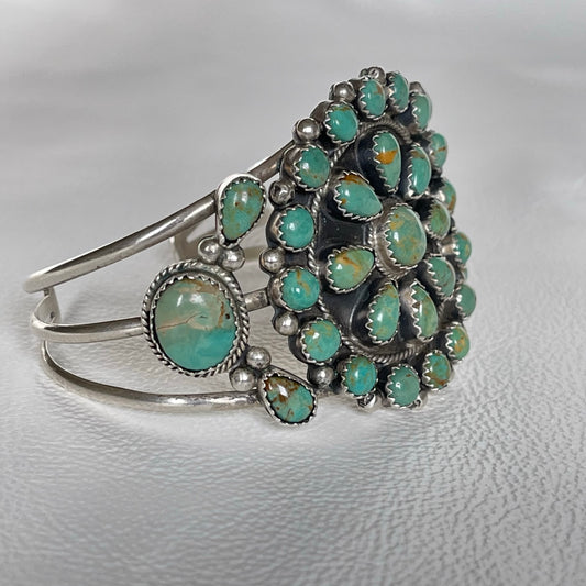 Vintage Royston Turquoise Cluster Cuff