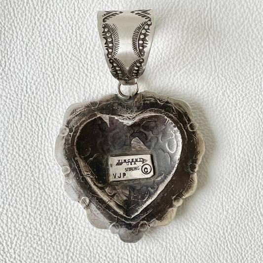 Stamped Silver Heart Pendant