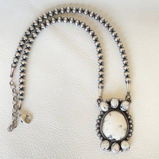 White Buffalo and Navajo Pearl Necklace