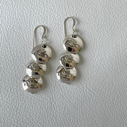 Silver Stamped Drop Earrings