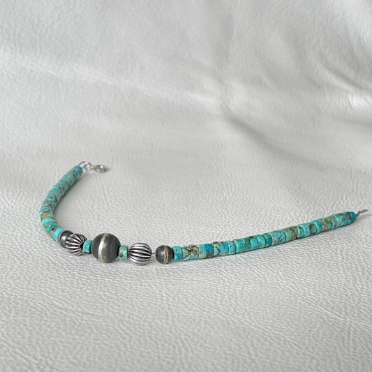Turquoise and Silver Bead Bracelet