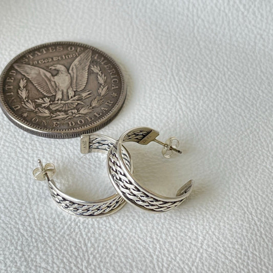 Silver Rope Cuff Earrings